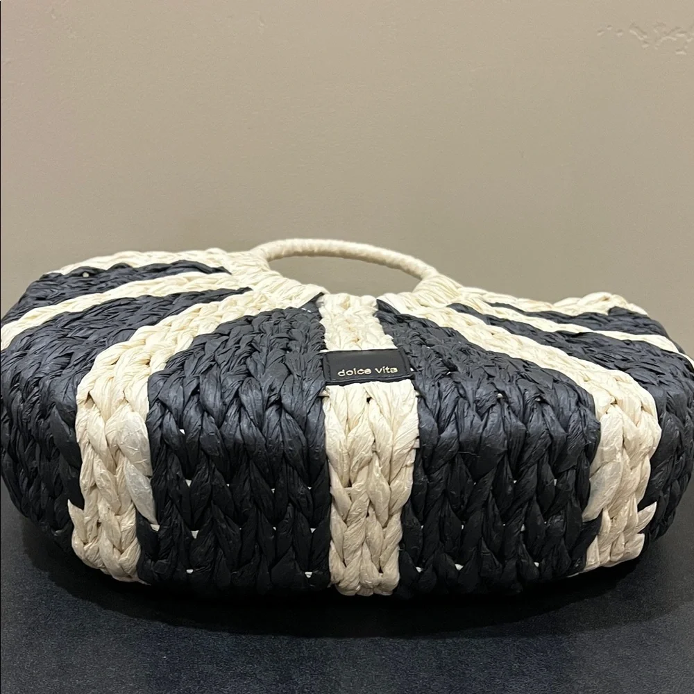 Dolce Vita | Black Raffia Shopper “EstelleB” Tote ~ Canvas Inside - Picture 11 of 15